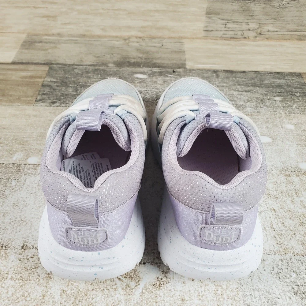 Hey Dude Sirocco Trek Shimmer Kids Shoes Sz 13 Blue Lilac Multi Slip On Sneakers